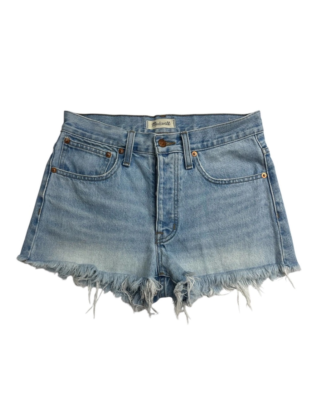Madewell Jean Shorts Size 25 High Rise Relaxed Button Fly Raw Hem